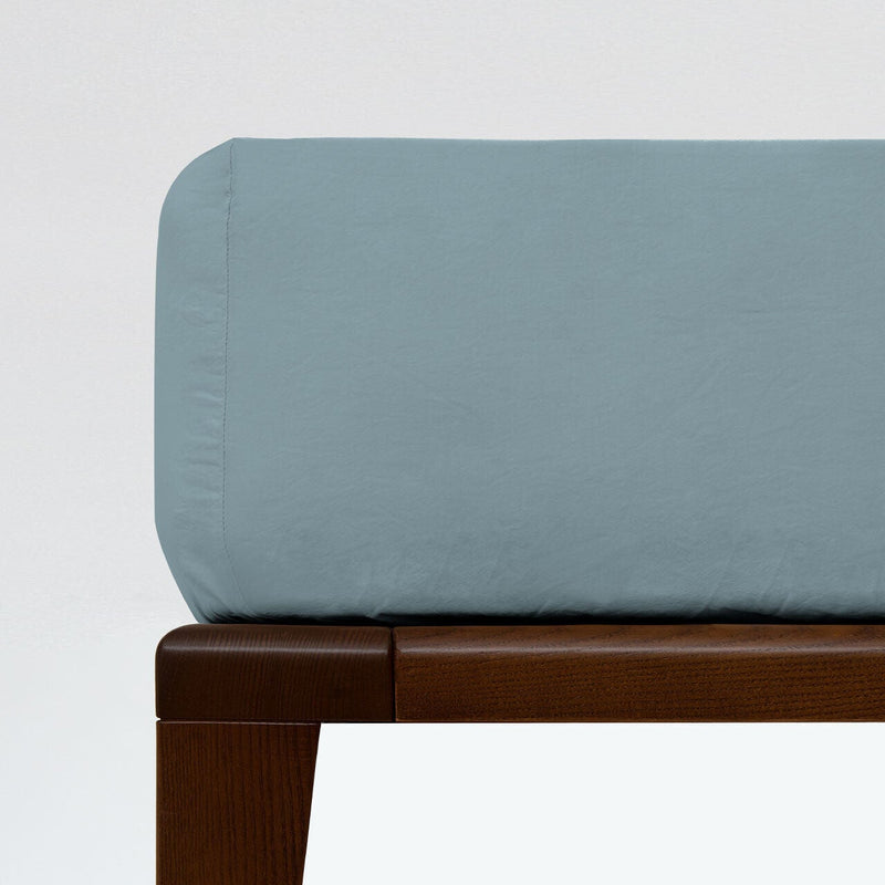 Fitted Sheet Cotton Stonewash 180x190 | STON | Blue