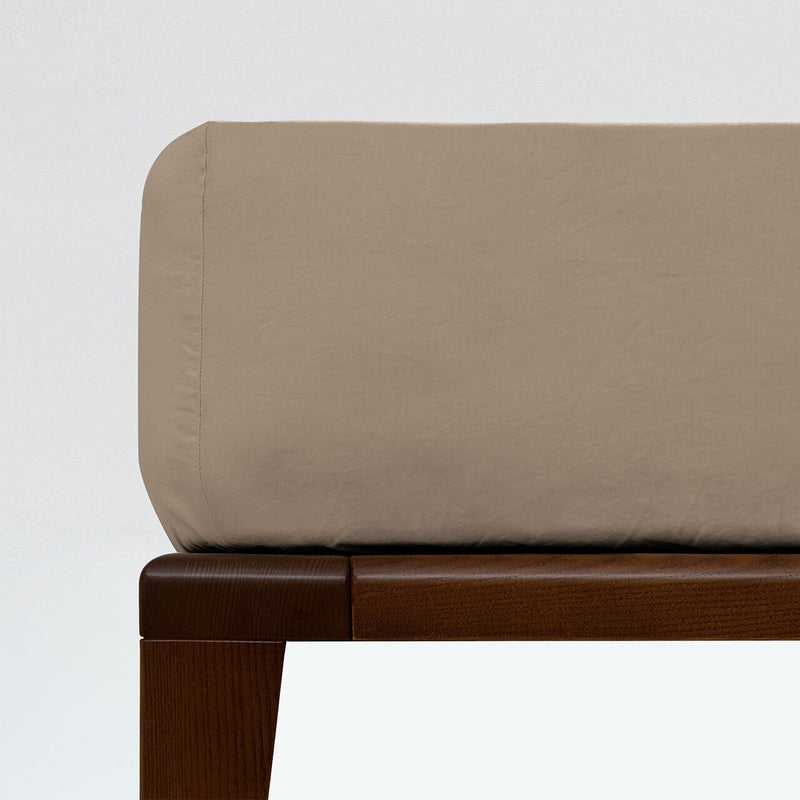 Fitted Sheet Cotton Stonewash 140x190 | STON | Brown 